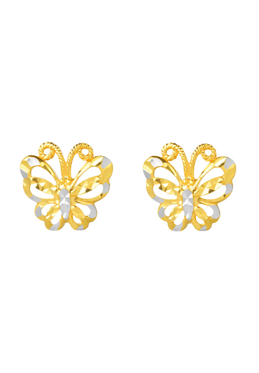 TOMEI Dual-Tone Dazzling Butterfly Earrings, Yellow Gold 916