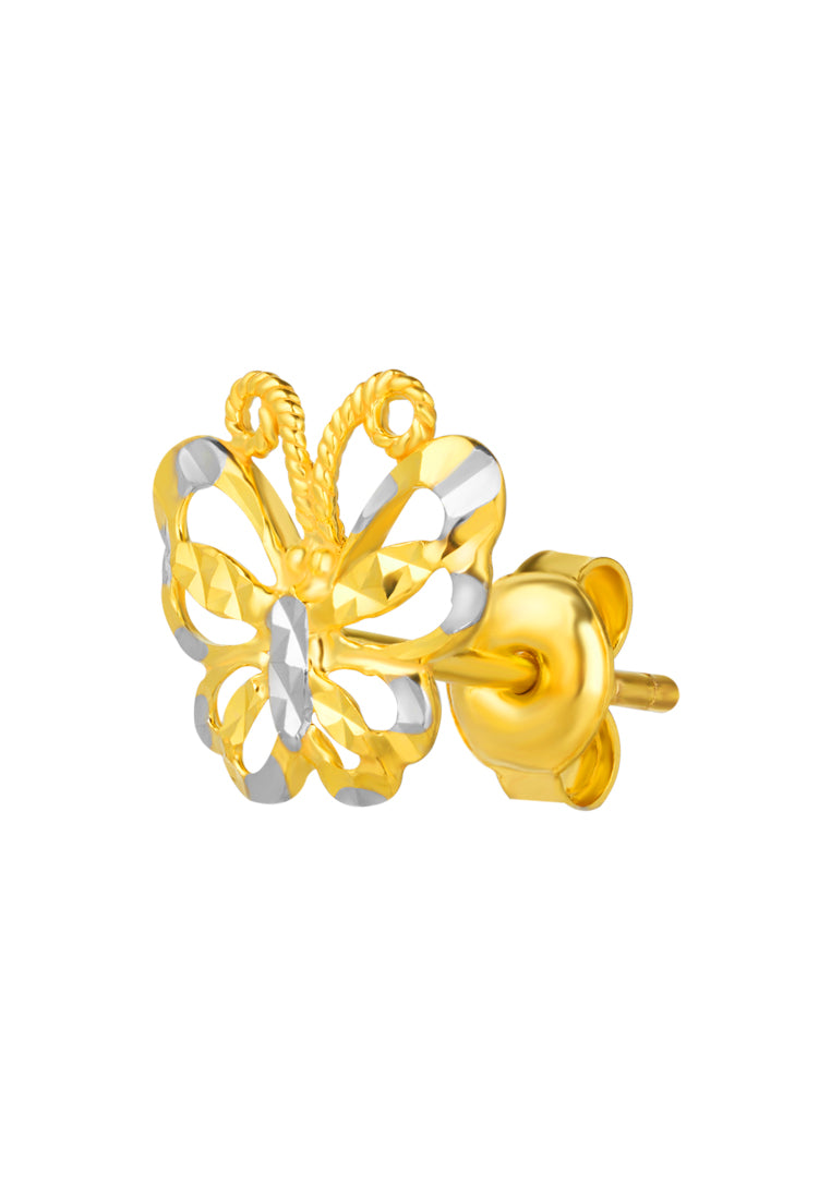 TOMEI Dual-Tone Dazzling Butterfly Earrings, Yellow Gold 916