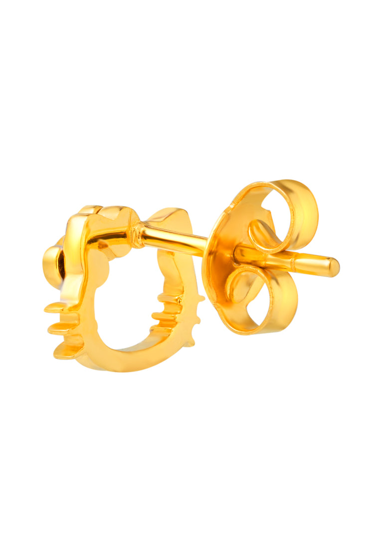 TOMEI X SANRIO Dual-Tone Hello Kitty Earrings, Yellow Gold 916