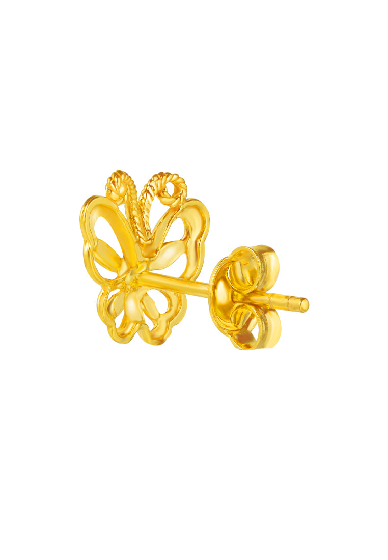 TOMEI Dual-Tone Dazzling Butterfly Earrings, Yellow Gold 916