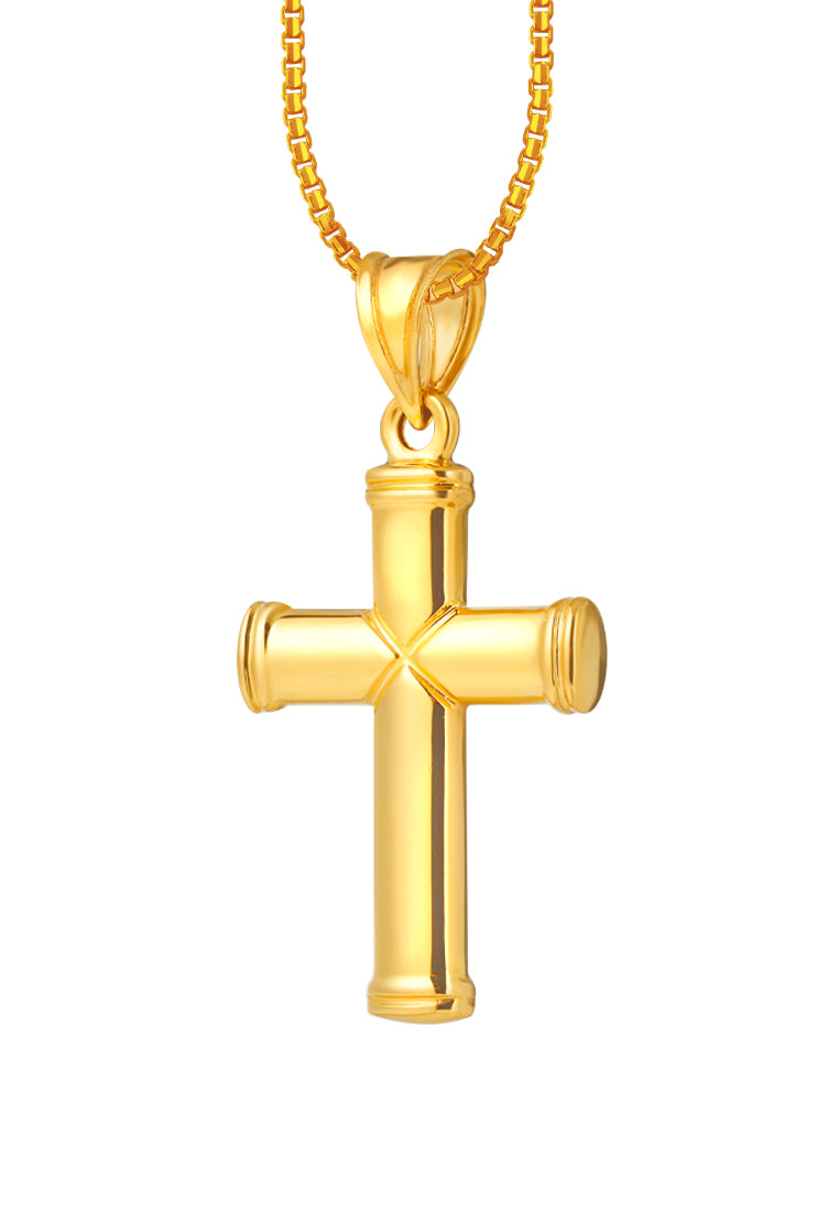 TOMEI Lusso Italia Cross Pendant, Yellow Gold 916