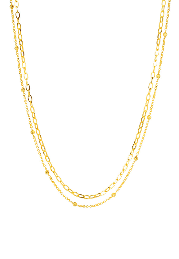 TOMEI Double-Layered Chain Necklace, Yellow Gold 916