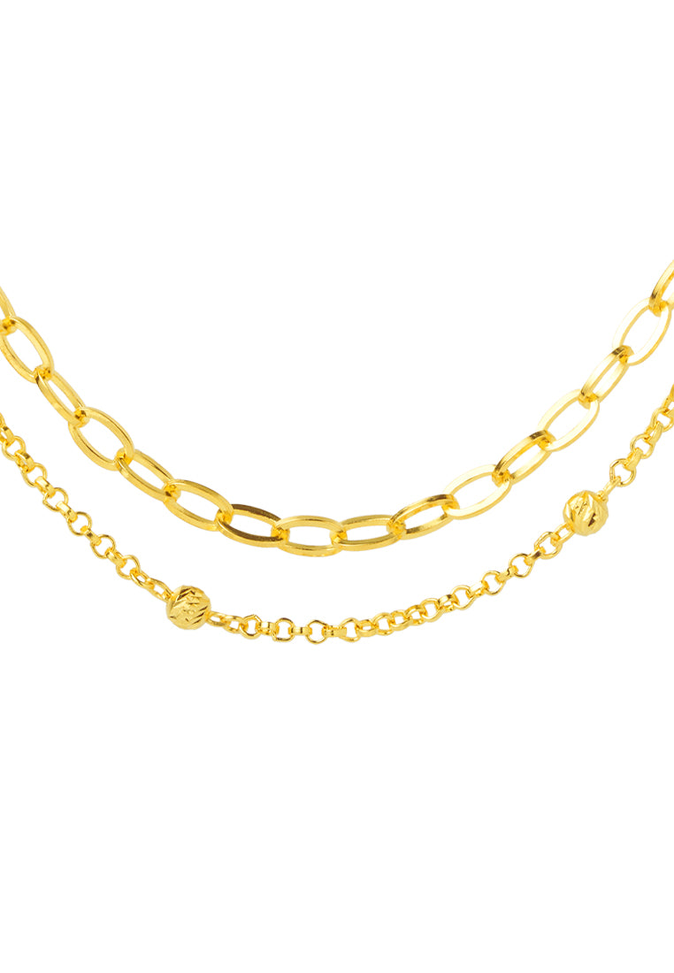 TOMEI Double-Layered Chain Necklace, Yellow Gold 916