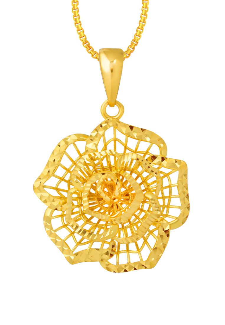 TOMEI Dazzling Flower Pendant, Yellow Gold 916