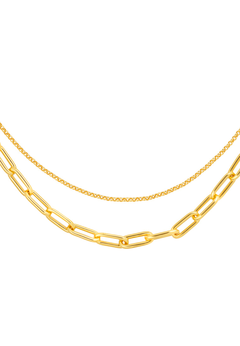TOMEI Paperclip & Chain Necklace, Yellow Gold 999 (5D)
