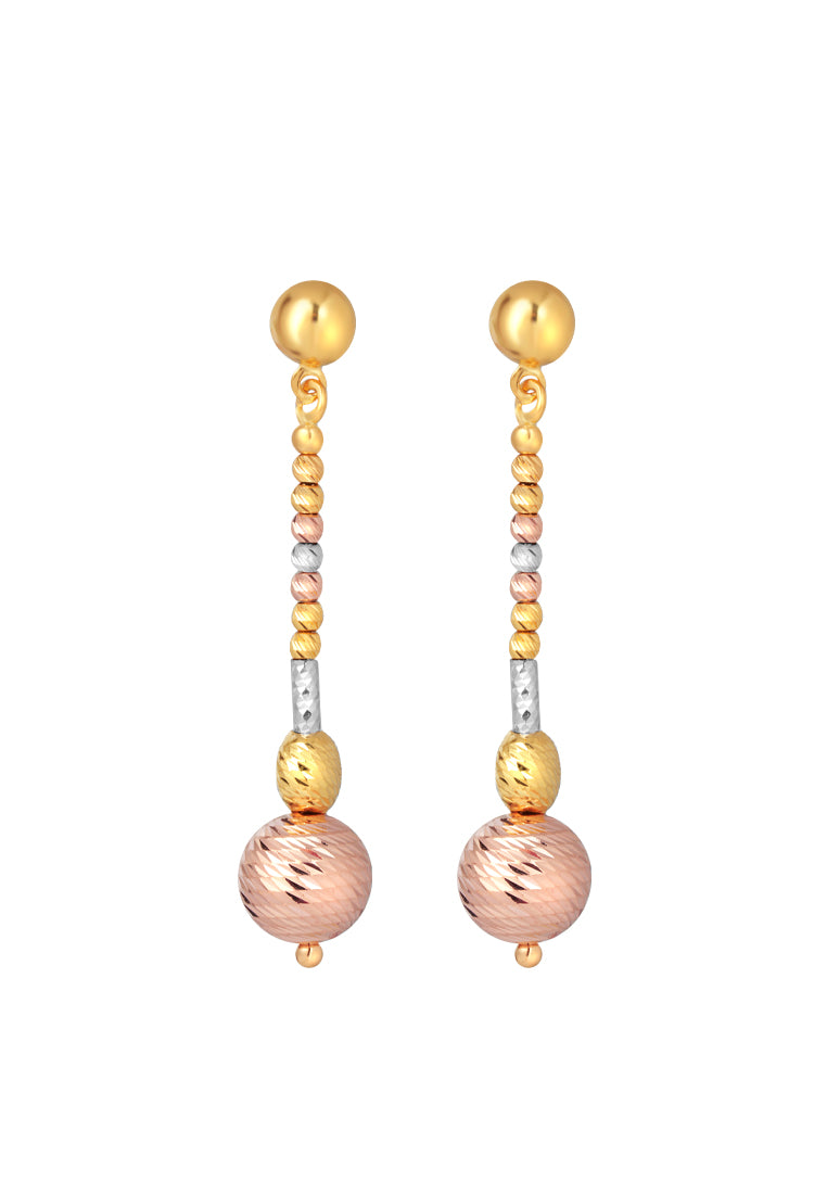 TOMEI Lusso Italia Tri-Tone Dangling Beads Earrings, Yellow Gold 916