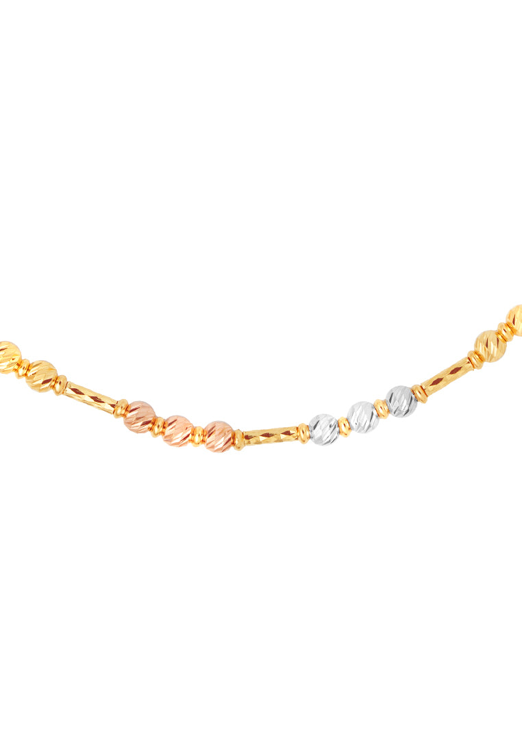 TOMEI Lusso Italia Tri-Tone Beads Necklace, Yellow Gold 916