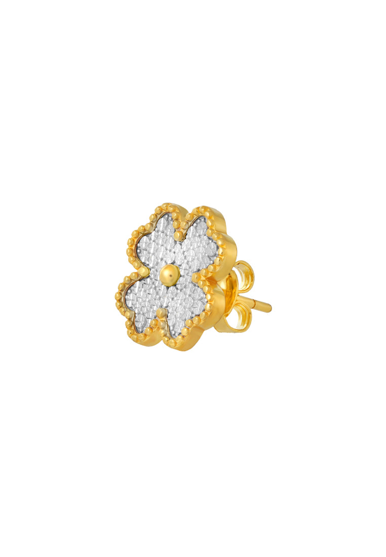 TOMEI Diamond Cut Collection Clover Earrings, Yellow Gold 916