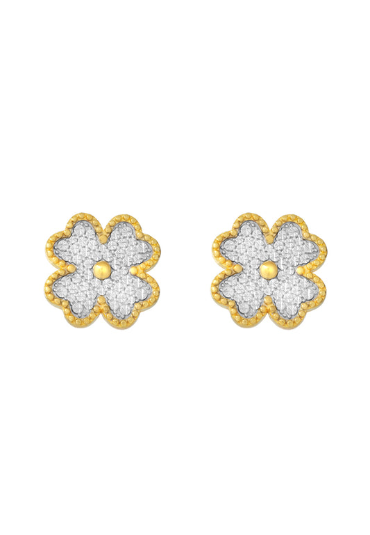 TOMEI Diamond Cut Collection Clover Earrings, Yellow Gold 916