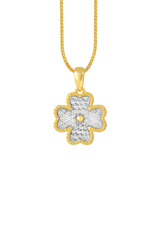 TOMEI Diamond Cut Collection Clover Pendant, Yellow Gold 916