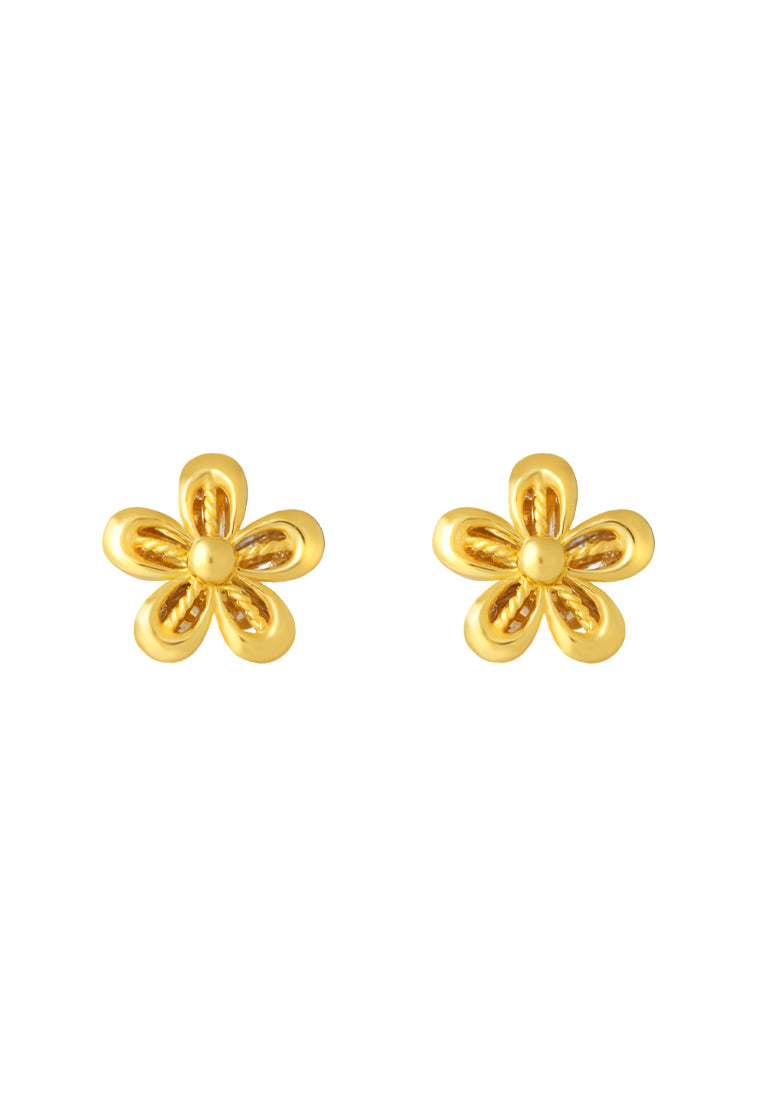 TOMEI Flower Earrings, Yellow Gold 916