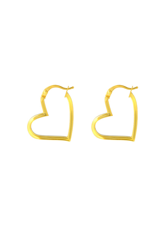 TOMEI Lusso Italia Heart Loop Earrings, Yellow Gold 916