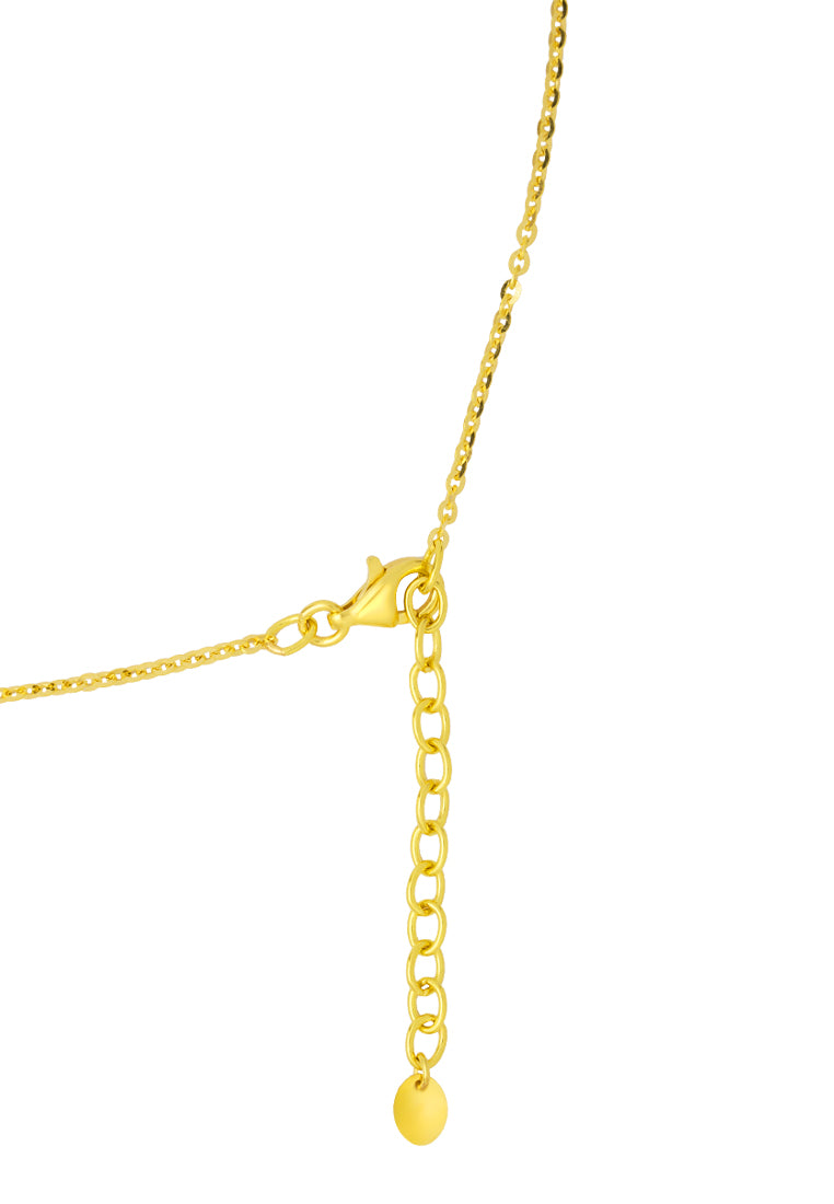 TOMEI V-Shaped Laser Bar Necklace, Yellow Gold 916