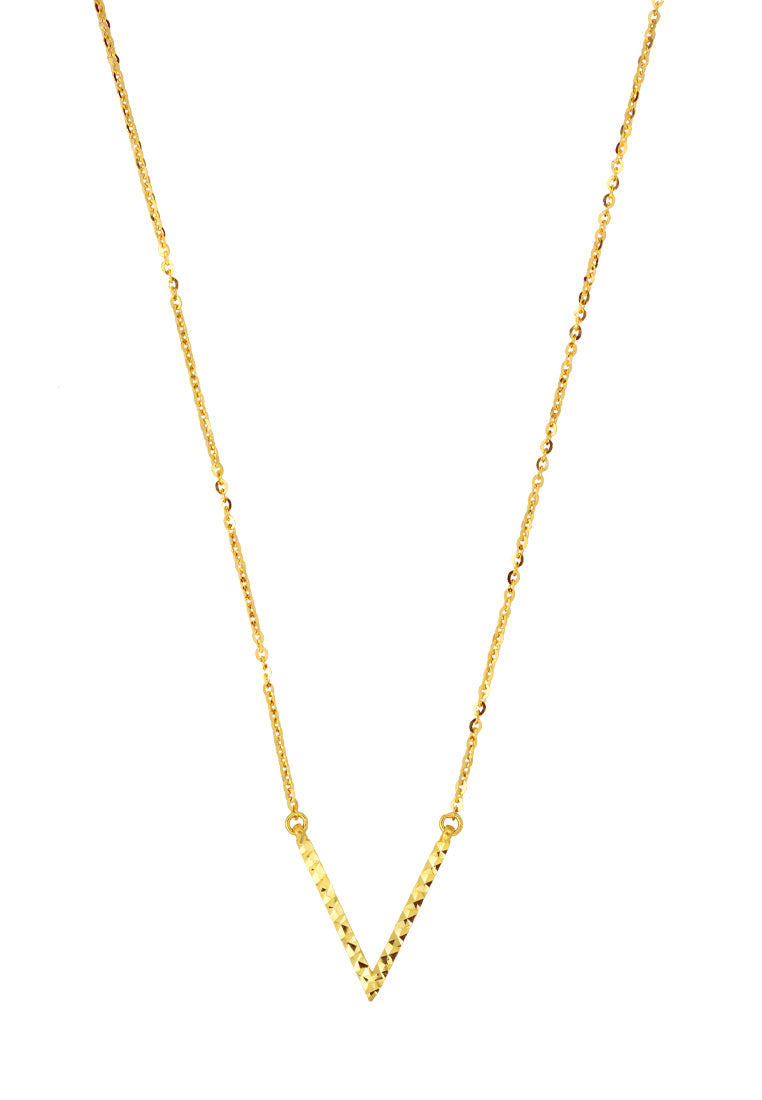 TOMEI V-Shaped Laser Bar Necklace, Yellow Gold 916