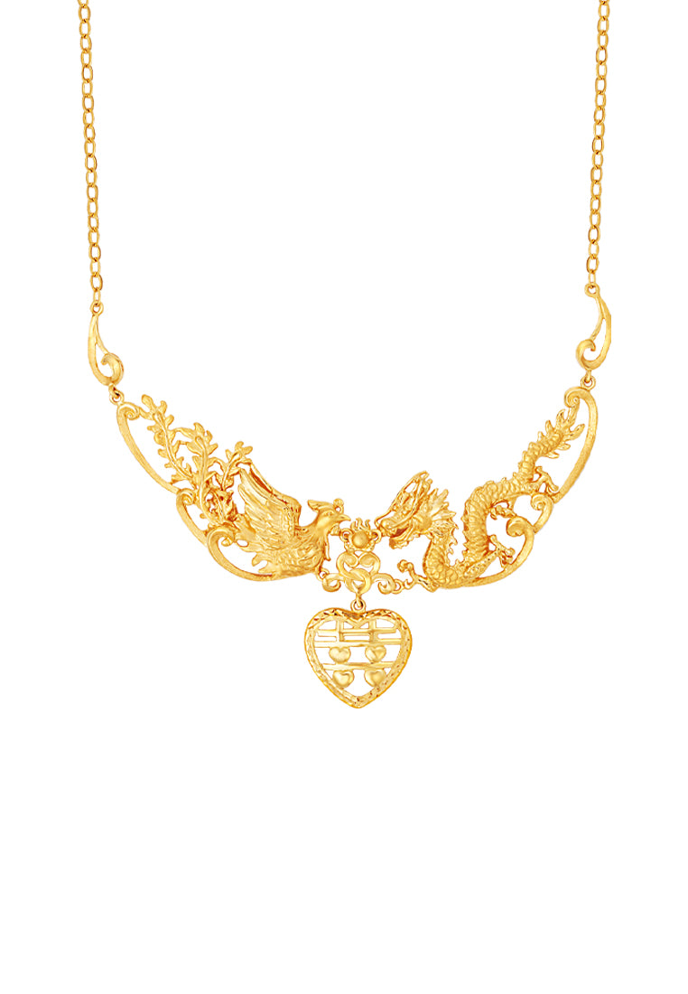 TOMEI Dragon Phoenix Double Happiness Necklace, Yellow Gold 916