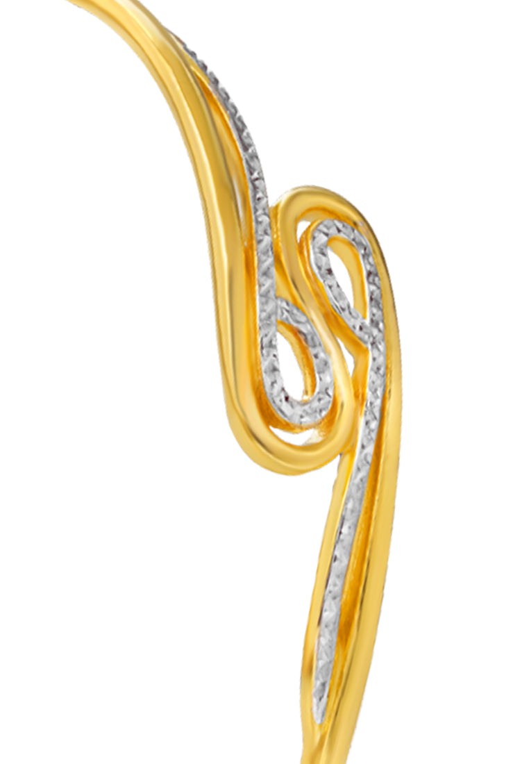 TOMEI Dual-Tone Bangle, Yellow Gold 916