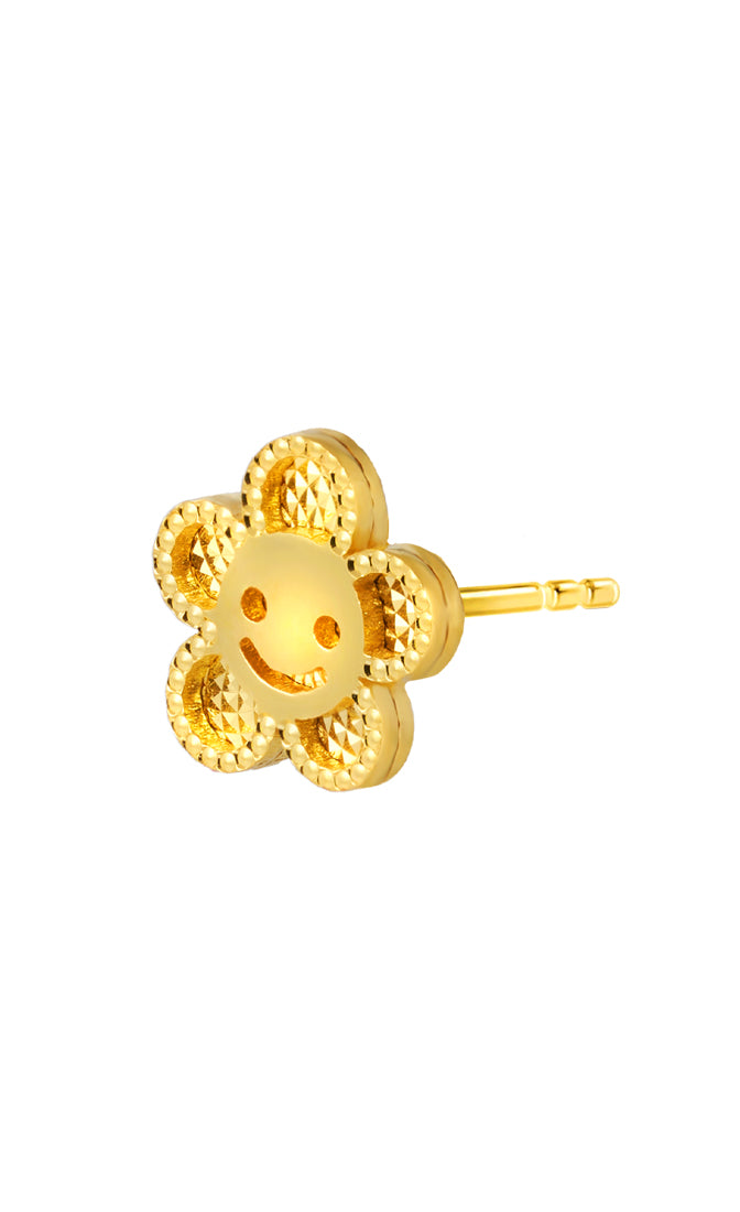 TOMEI Smiley Flower Earrings, Yellow Gold 916