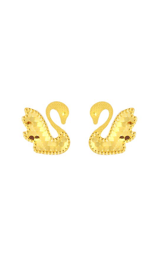 TOMEI Swan Earrings, Yellow Gold 916