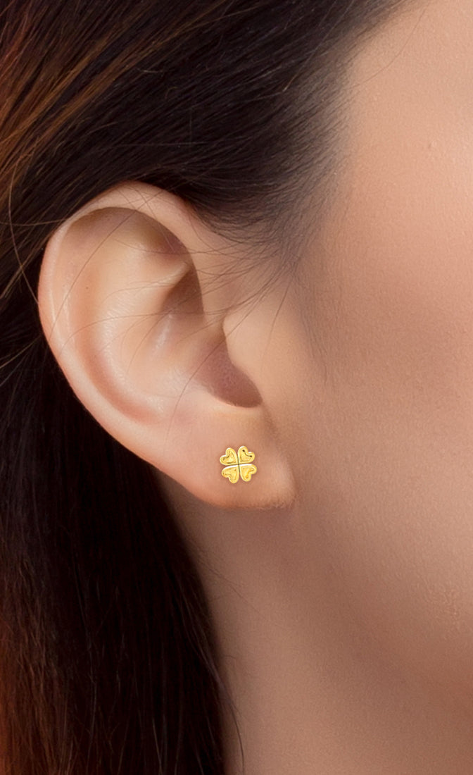 TOMEI Four-leaves Clover Earrings, Yellow Gold 916