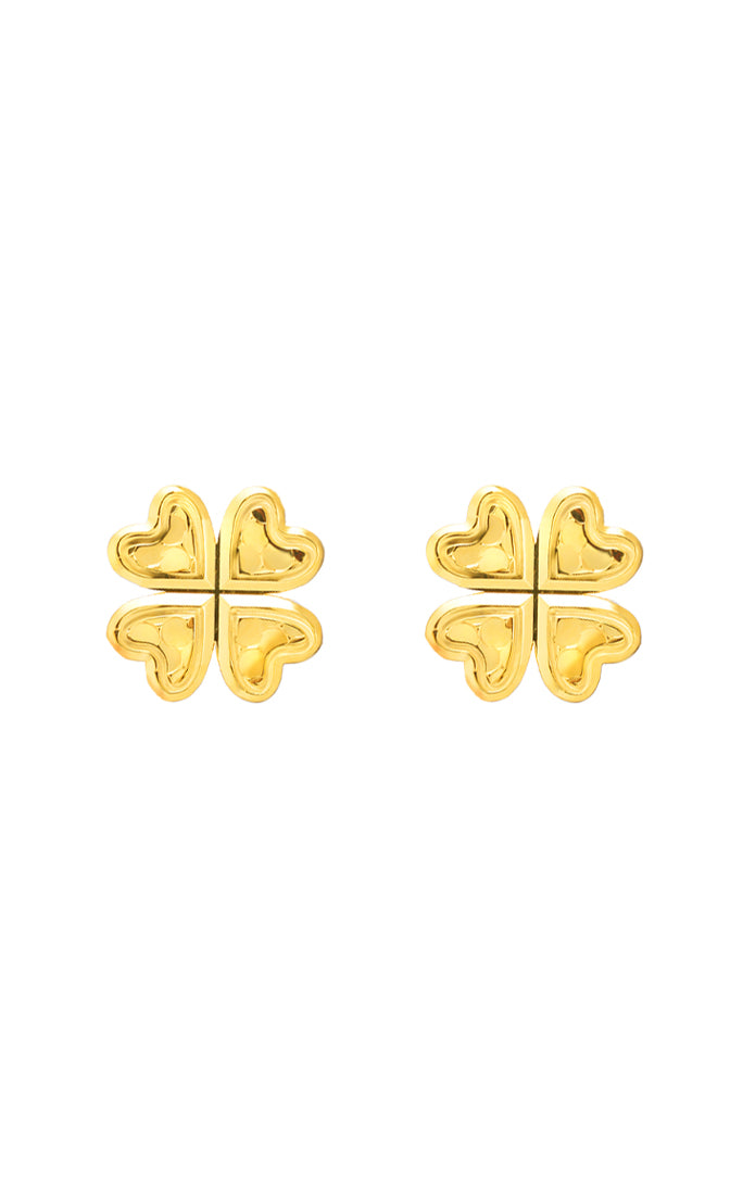 TOMEI Four-leaves Clover Earrings, Yellow Gold 916