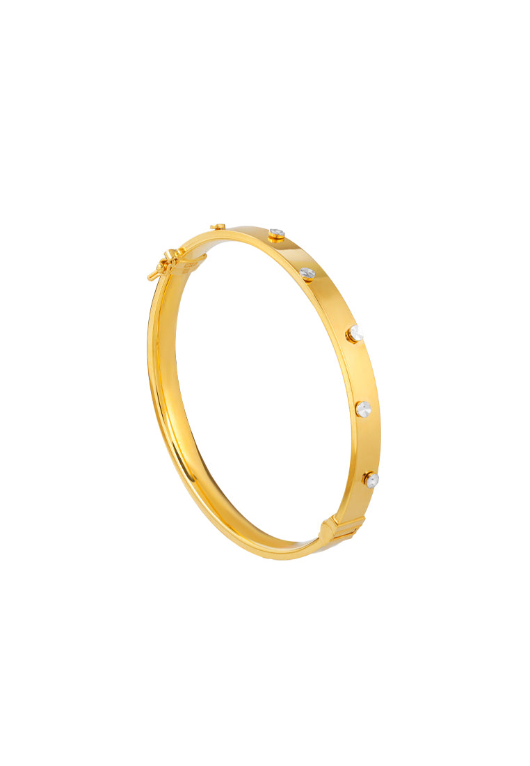 TOMEI Dual-Tone Bangle, Yellow Gold 916