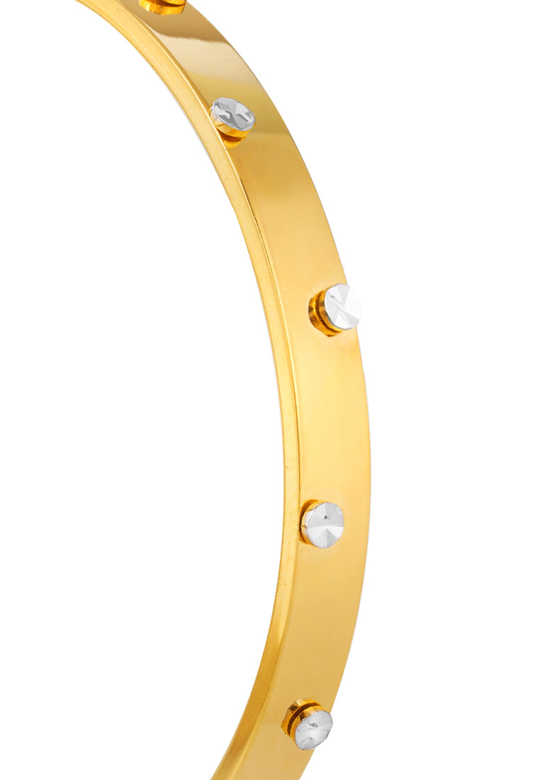 TOMEI Dual-Tone Bangle, Yellow Gold 916