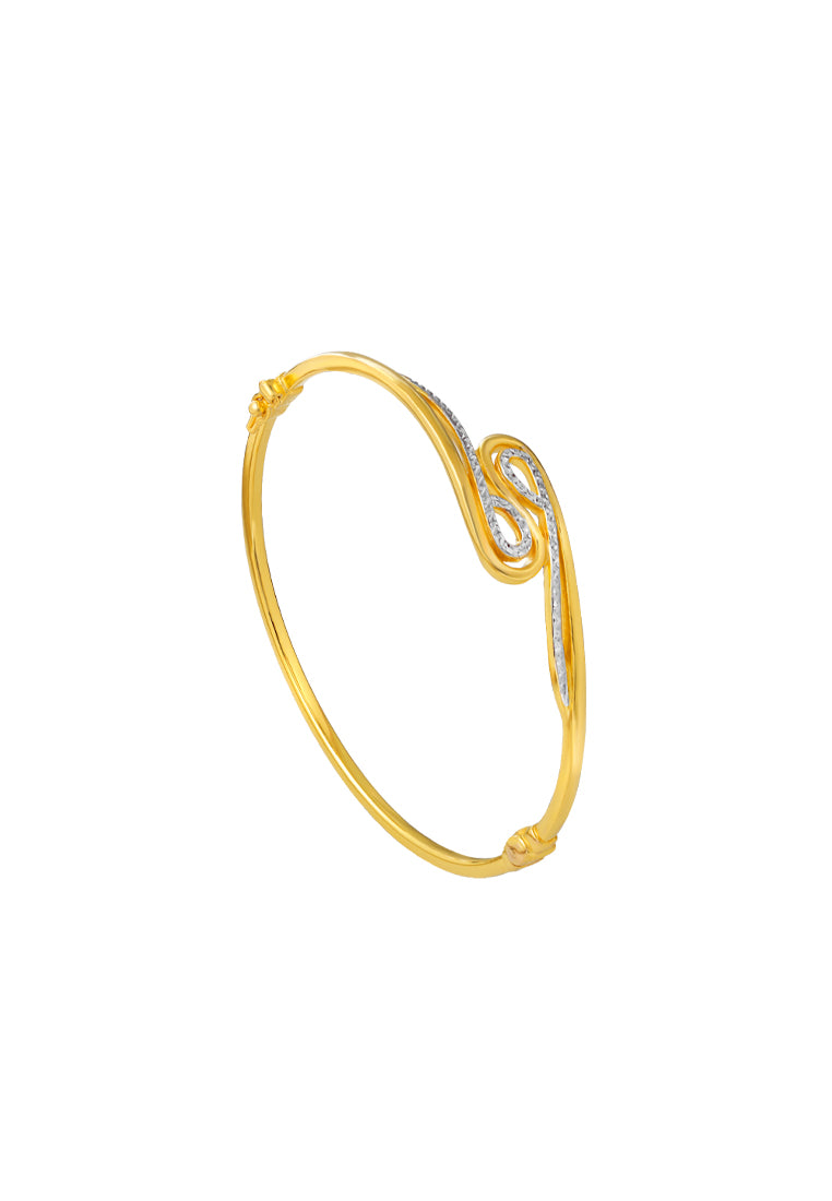 TOMEI Dual-Tone Bangle, Yellow Gold 916