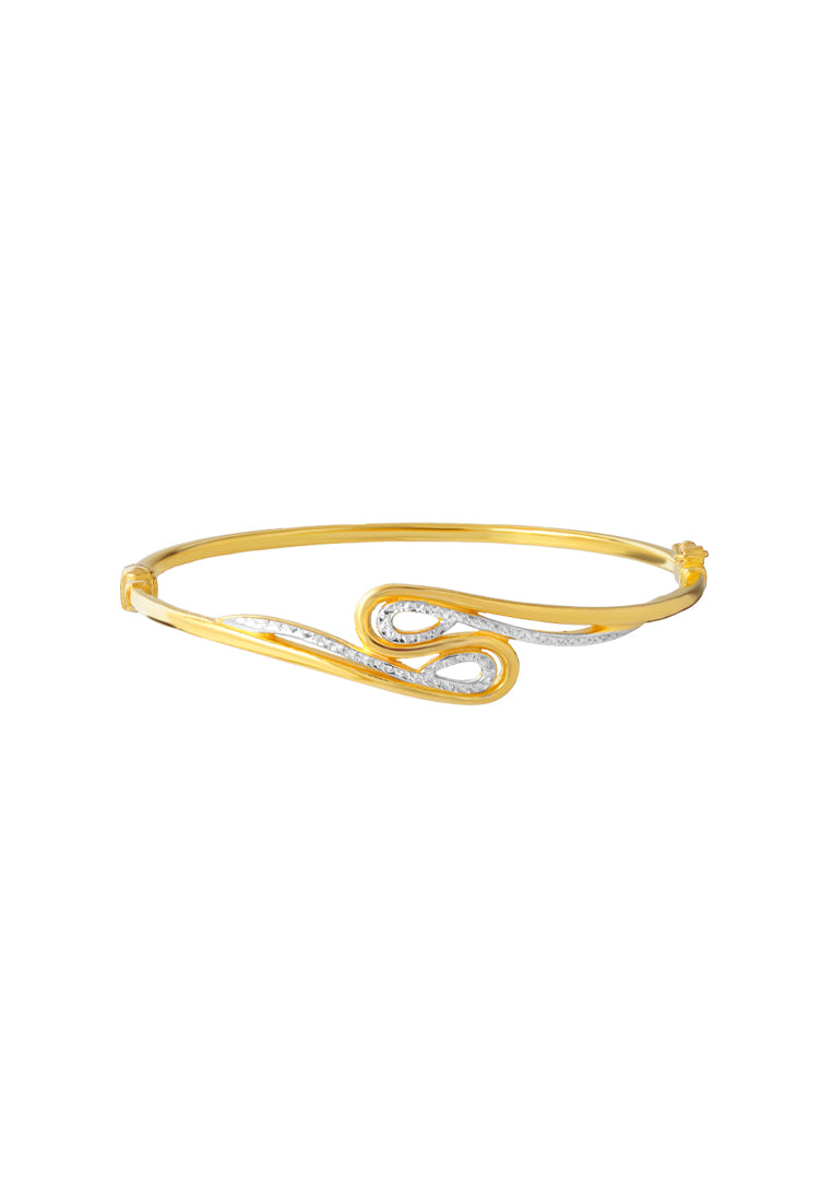 TOMEI Dual-Tone Bangle, Yellow Gold 916