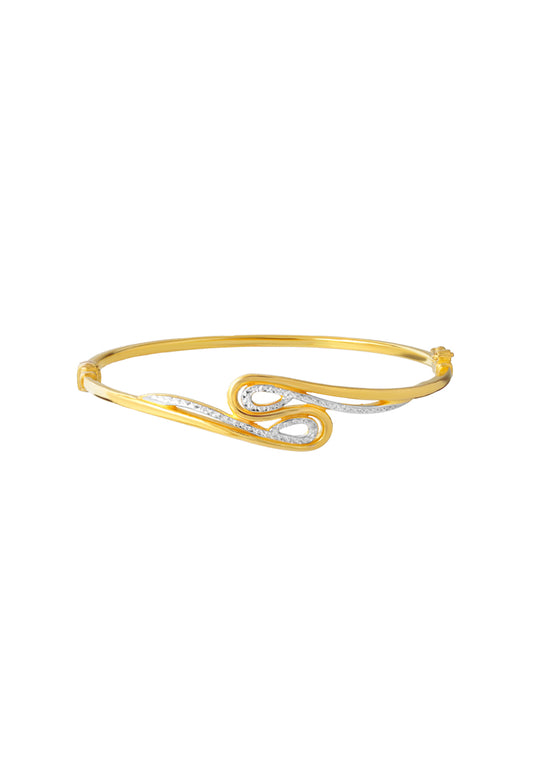 TOMEI Dual-Tone Bangle, Yellow Gold 916