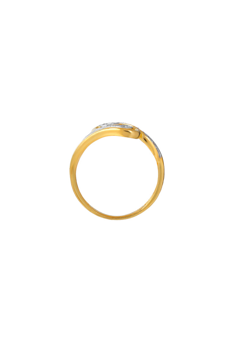 TOMEI Dual-Tone Ring, Yellow Gold 916