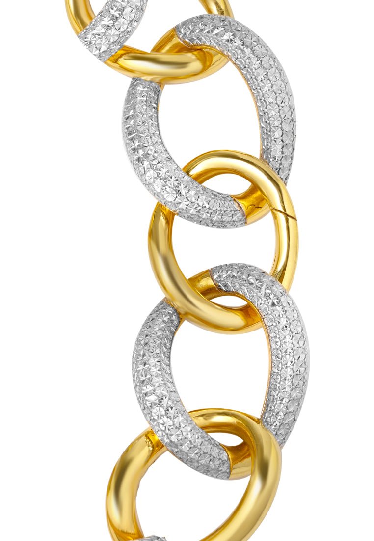 TOMEI Diamond Cut Collection Link Bracelet, Yellow Gold 916