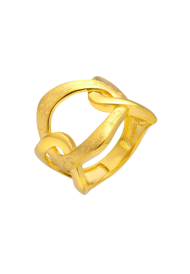 TOMEI Bold Interlace Ring, Yellow Gold 916