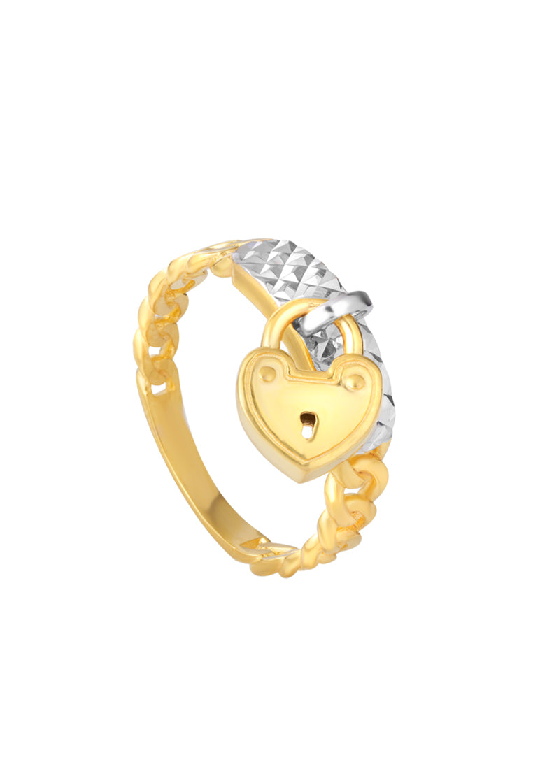 TOMEI Lusso Italia Dual-Tone Love Lock Ring, Yellow Gold 916