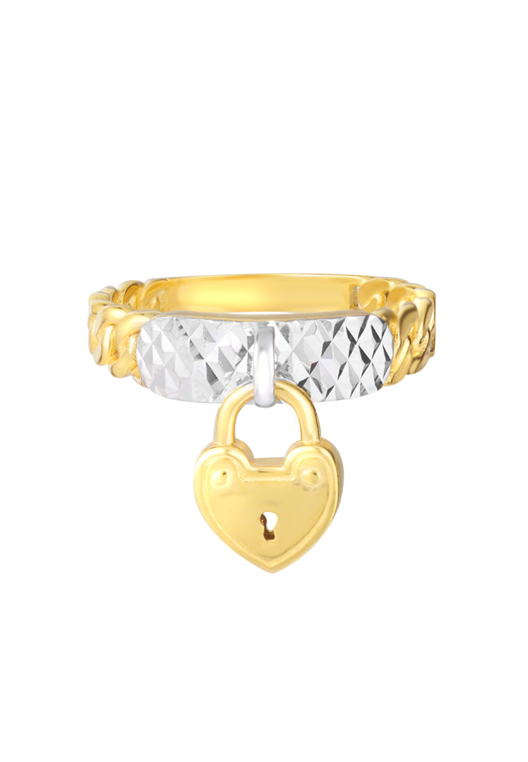 TOMEI Lusso Italia Dual-Tone Love Lock Ring, Yellow Gold 916