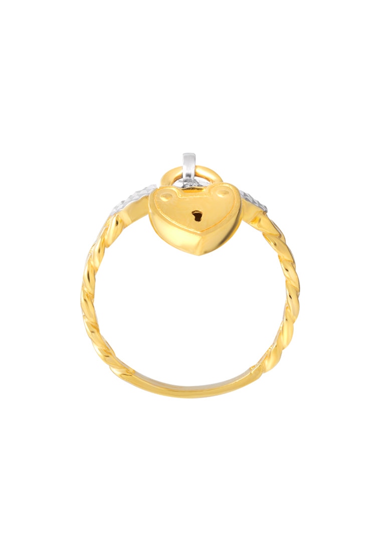 TOMEI Lusso Italia Dual-Tone Love Lock Ring, Yellow Gold 916