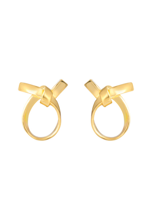 TOMEI Knot Stripe Earrings, Yellow Gold 916