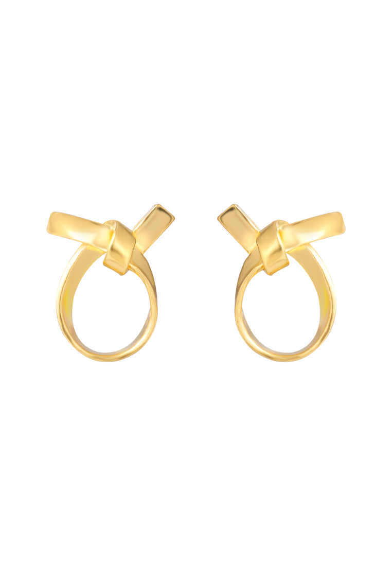 TOMEI Knot Stripe Earrings, Yellow Gold 916