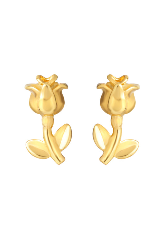 TOMEI Lusso Italia Rose Bud Earrings, Yellow Gold 916