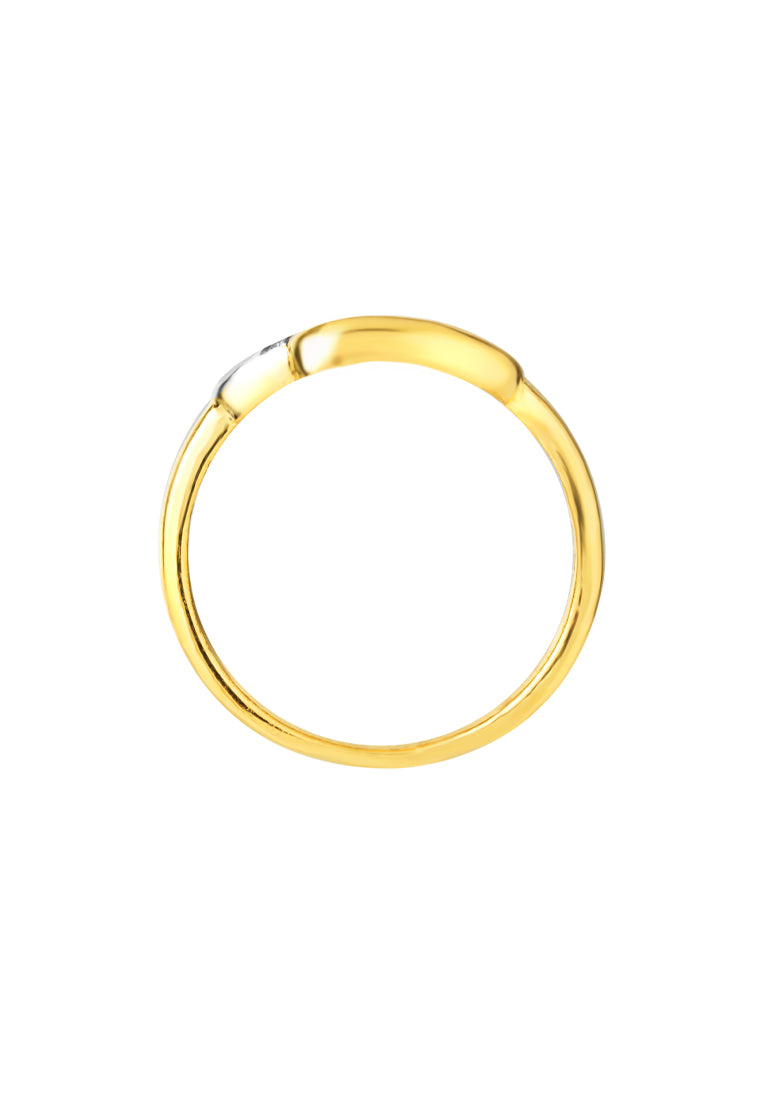 TOMEI Dual-Tone Interlocking Ring, Yellow Gold 916