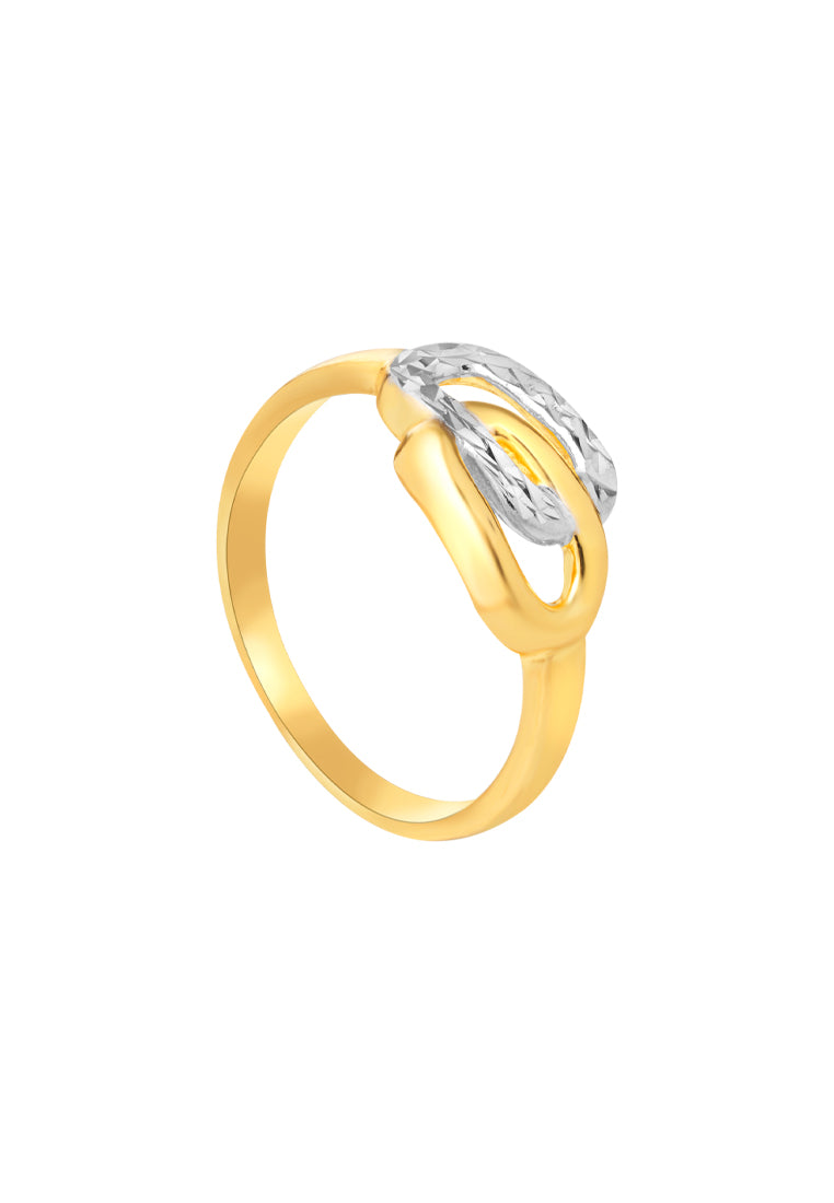 TOMEI Dual-Tone Interlocking Ring, Yellow Gold 916