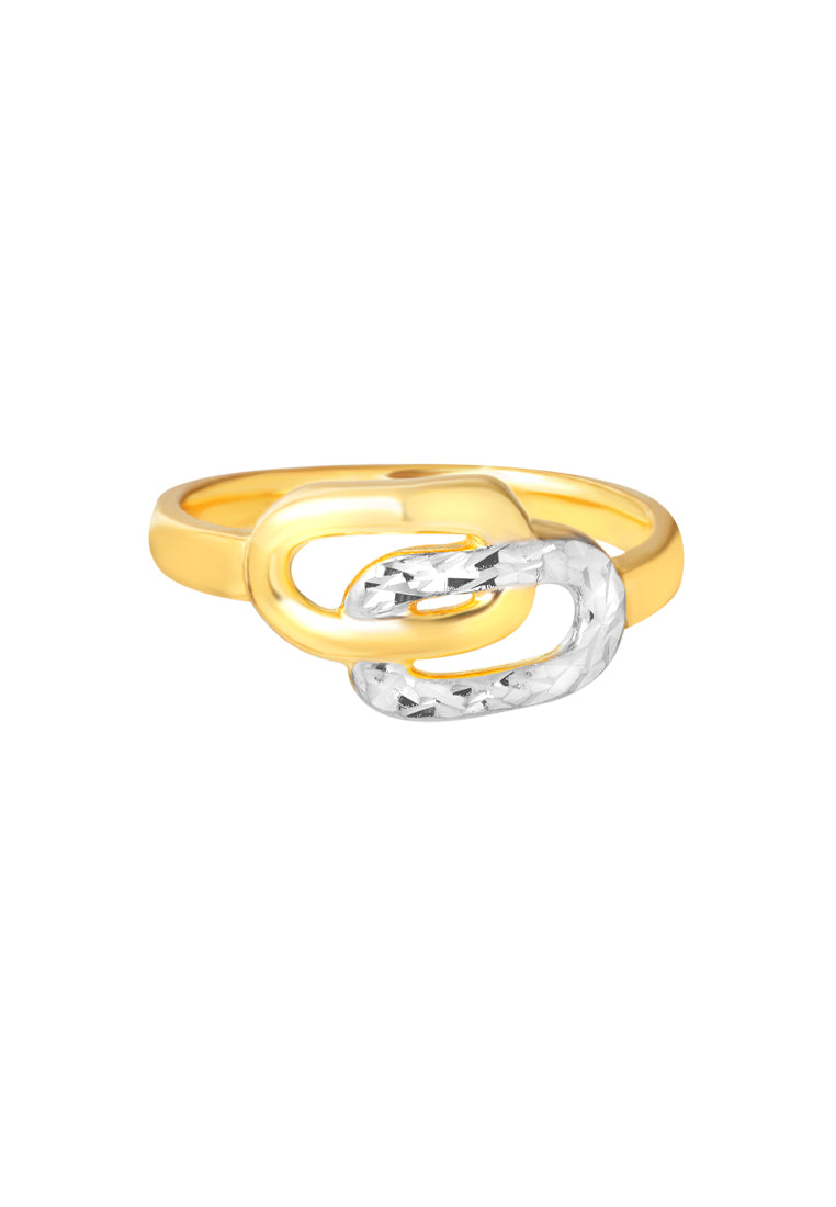 TOMEI Dual-Tone Interlocking Ring, Yellow Gold 916