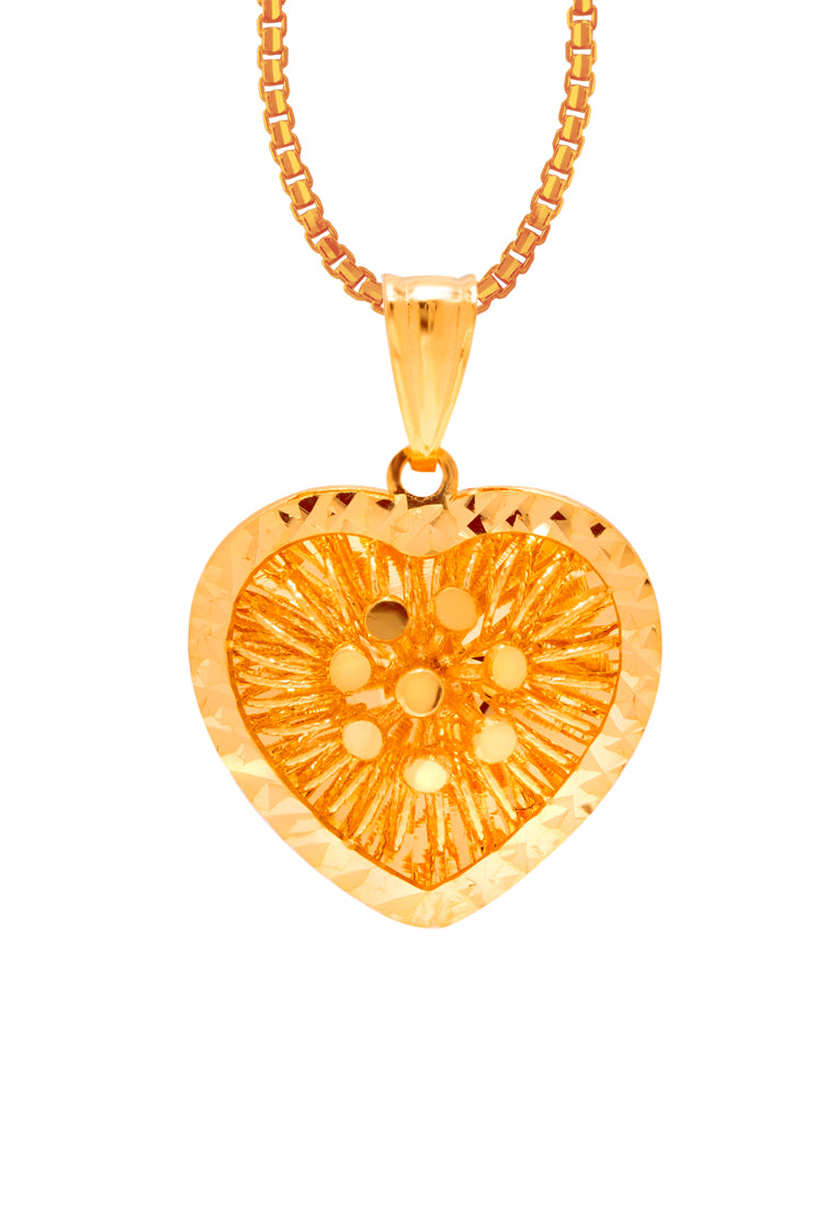 TOMEI Lusso Italia Blooming Heart Pendant, Yellow Gold 916
