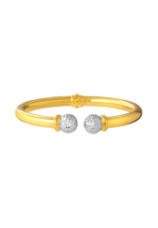 TOMEI Dual-Tone Open Bangle, Yellow Gold 916