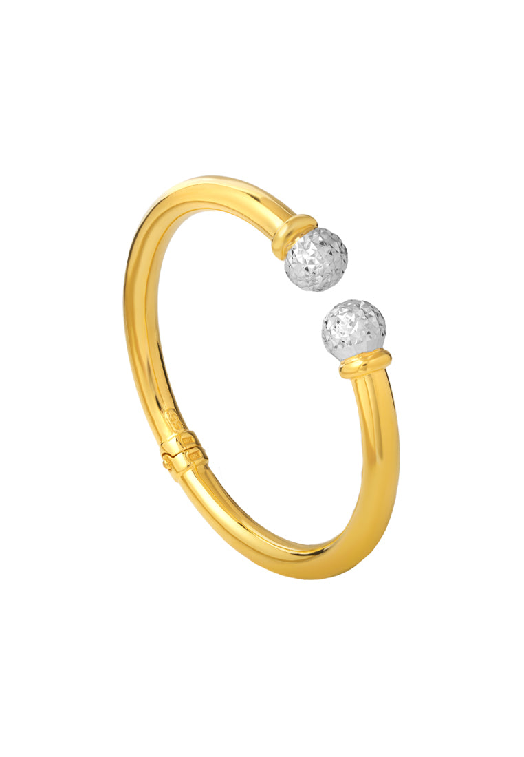 TOMEI Dual-Tone Open Bangle, Yellow Gold 916