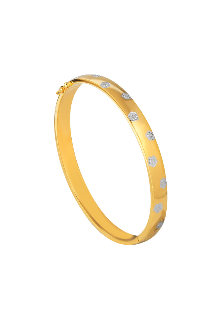 TOMEI Dual-Tone Bangle, Yellow Gold 916
