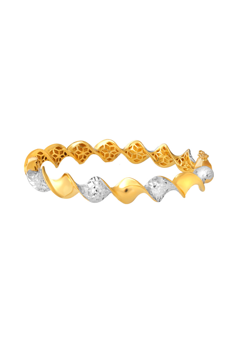TOMEI Dual-Tone Bangle, Yellow Gold 916