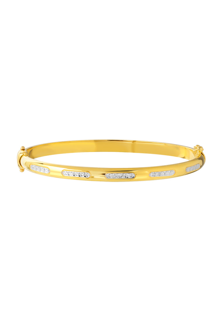 TOMEI Dual-Tone Bangle, Yellow Gold 916