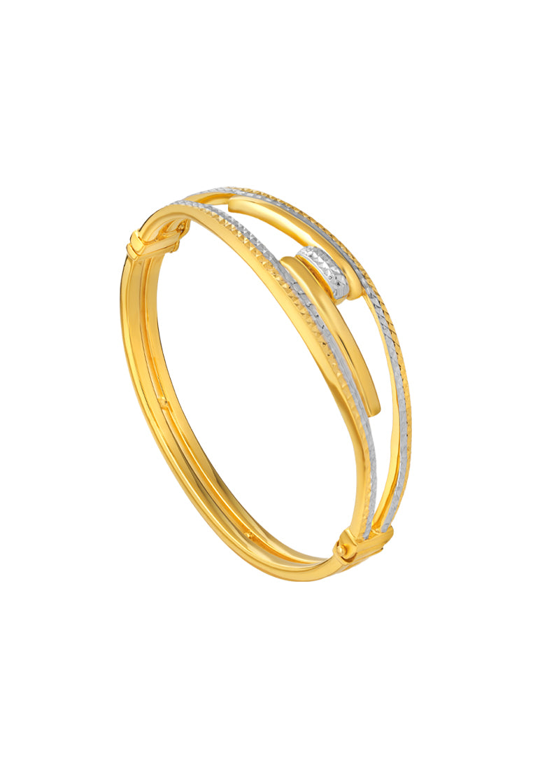 TOMEI Dual-Tone Bangle, Yellow Gold 916