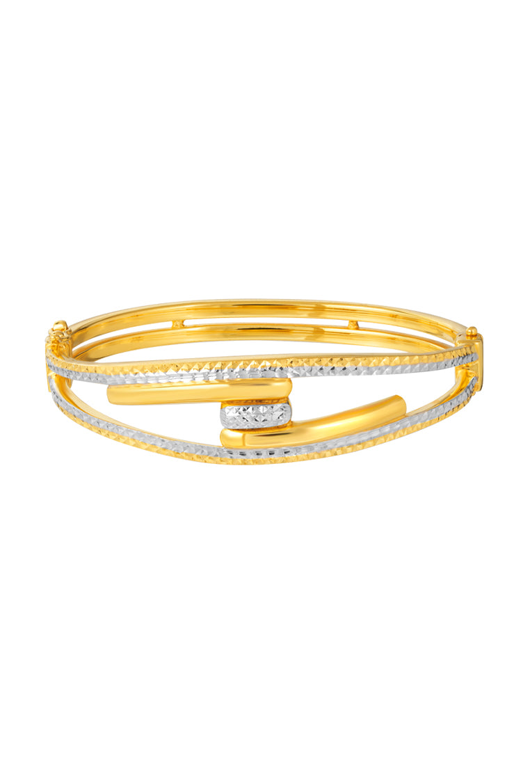 TOMEI Dual-Tone Bangle, Yellow Gold 916