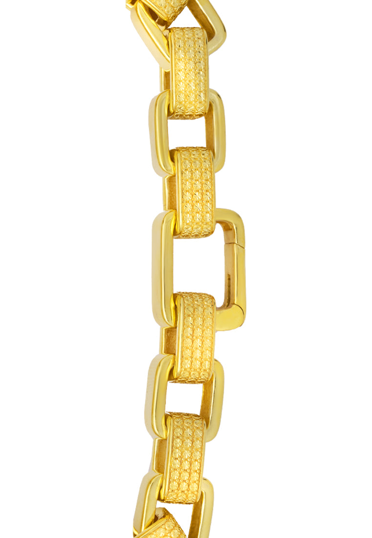 TOMEI Diamond Cut Collection Strong Link Bracelet, Yellow Gold 916